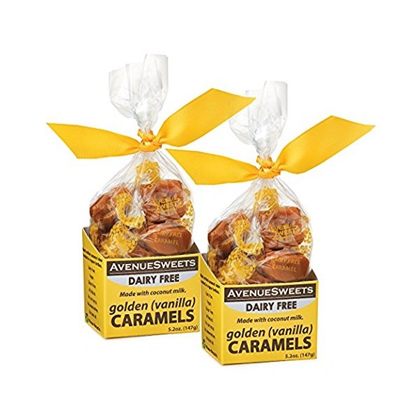 AvenueSweets - Handcrafted Dairy Free Vegan Individually Wrapped Soft Caramels - 2 x 5.2 oz Boxes - Vanilla
