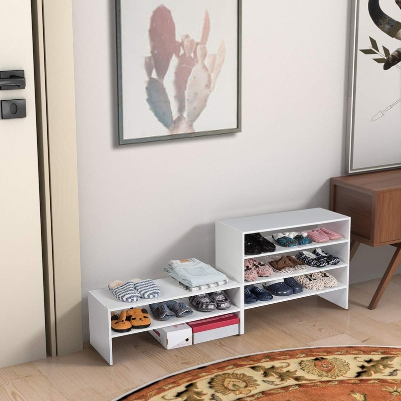 Byroce Stackable Shoe Rack, 6 Tier Wooden Shoe Organizer for