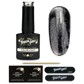 TOUGH GIRLS | Gel Nail Polish | Includes Soak-off UV Gel Color, Buffer, File, Cuticle Stick & Nail Wipes (Black & Shimmer)