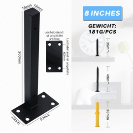 Pack of 4 Wall Brackets Shelf Support, Shelf Bracket Floating Heavy Duty Support Wall Shelf Goods Holder Shelf Holder for Wall Console Black Made of Stainless Steel 30 kg Load Capacity (20 cm / 8