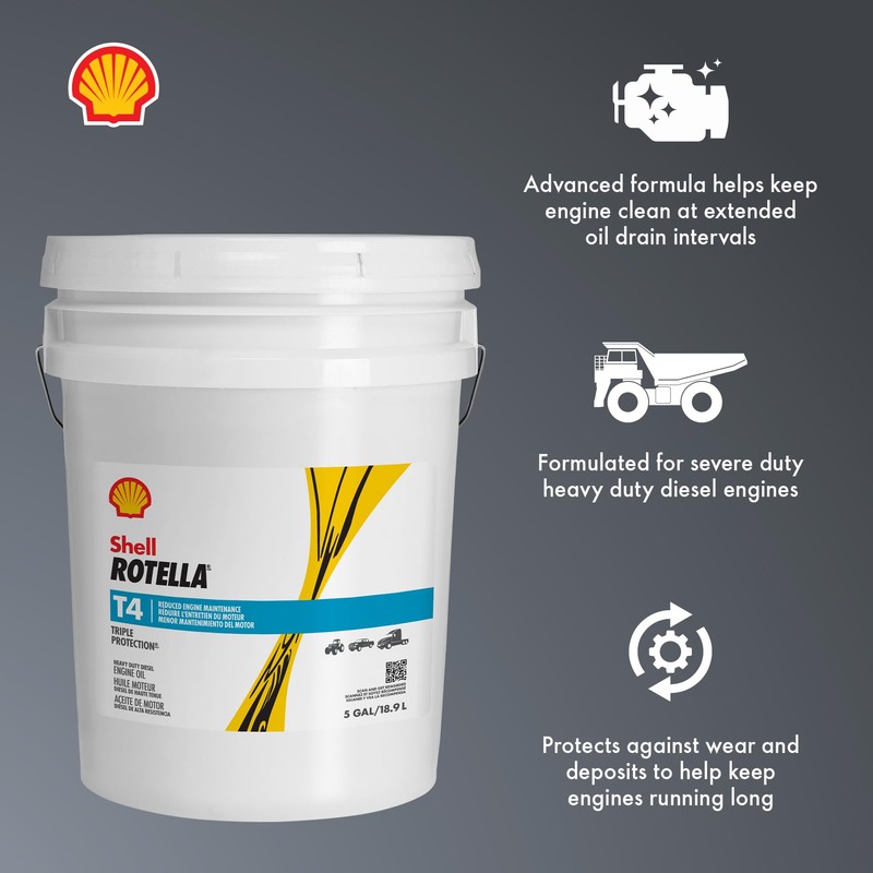 Shell Rotella T4 Triple Protection 15W-40 Diesel Engine Oil, 5