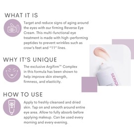 Serious Skincare - Reverse Lift Tightening Eye Cream with Peptides - Hydrating Anti-Aging Eye Cream -Temporarily Lift & Firm Eye Lids and Brow - Skin Firming Wrinkle Formula - Women, Men - 1 Fl. Oz.