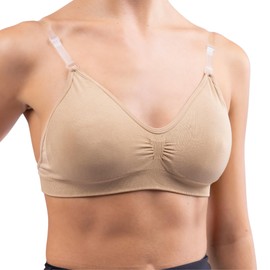 Silky Dance Seamless Clear Back Dance Bra with Removable Padding - Nude - Small
