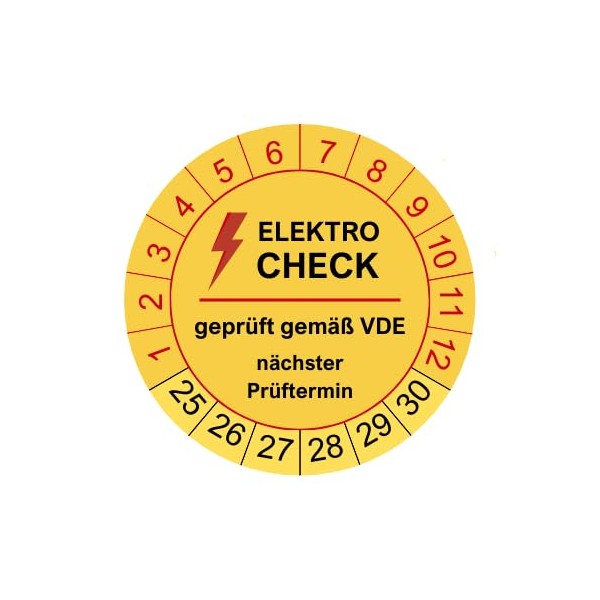 50 Test Badges Elektrocheck 2024 – Diameter 30 mm –