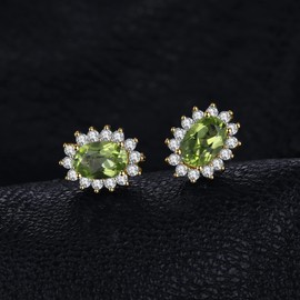 JewelryPalace Princess Diana Kate Middleton Gemstone Amethyst Citrine Garnet Peridot Topaz Sapphire Ruby Emerald Stud Earrings Silver 925 Women's Jewellery Set Women Earrings Silver Girls Rose Gold