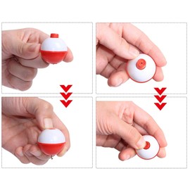 OROOTL Fishing Bobbers Floats Hard ABS Fishing Float Round Buoy Bobbers Red and White Fishing Floats and Bobbers Push Button Slip Bobbers Tackle Assortment 10Pcs