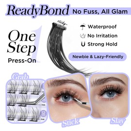 WINKGIGGLE Self Adhesive Eyelashes Clusters, Pre Glued Lashes Cluster With Tweezer Kits Press On Lashes No Glue No Remover Needed Cluster Lashes for Beginners