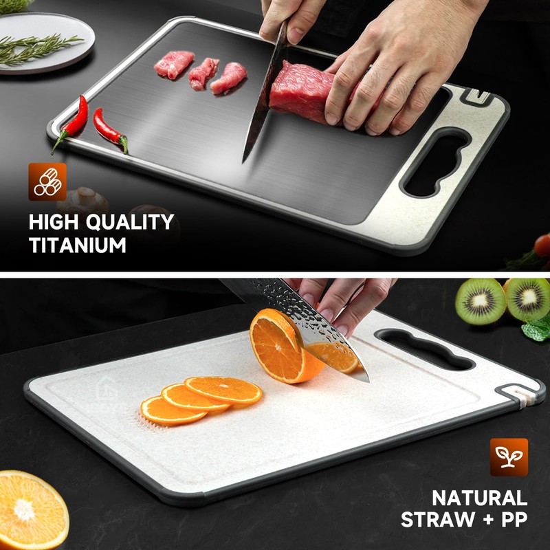 Titanium Cutting Board, Double Sided Chopping Board for Kitchen, Non