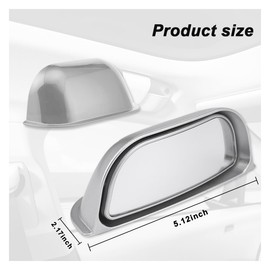 DUSCOKE 2PCS Car Back Passenger Rear View Mirror, HD Glass Adjustable Wide-Angle Blind Spot Mirror with Convex Surface, Car B-Pillar Accessories for Second Row Door Safety Get-Off (Silver)