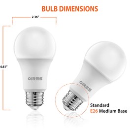 OIRES 100W Equivalent LED Light Bulb 1500 Lumens A19 Shape Bulbs 2700K Warm White Non-Dimmable UL Listed 15 Watt E26 Base Suitable for use in Enclosed Fixtures & Damp Locations - 12 Pack