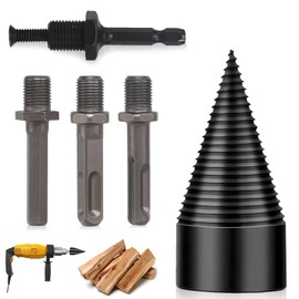 Wood Splitter Drill, 50 mm Taper Splitter, Wood Columns with 4 Drill Handles, Professional Wood Splitter, Steel Taper Drill, Firewood Drill, Step Drill, Splitter Drill for Household Drill