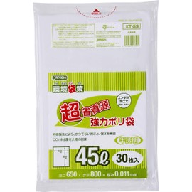 Japax KT-59 Trash Bags, Translucent, 10.9 gal (45 L), Height 31.5 x Width 25.6 x Thickness 0.004 inches (80 x 65 x 0.011 mm), Polybags, Environmental Bag, Super Resource Saving, Thin, Durable, Pack of 30