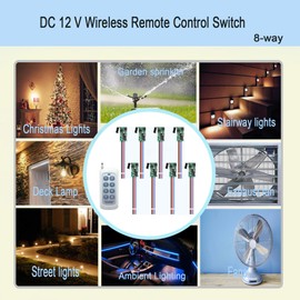 12V Mini Remote Control Switch, 8 Channel Single Channel Wireless Switch, DC 5V/12V/24V/3A Mini RF Switchs, 164-Foot Remote Control Range, Suitable for Wall Lights, LED Lights, etc. (8 Way).