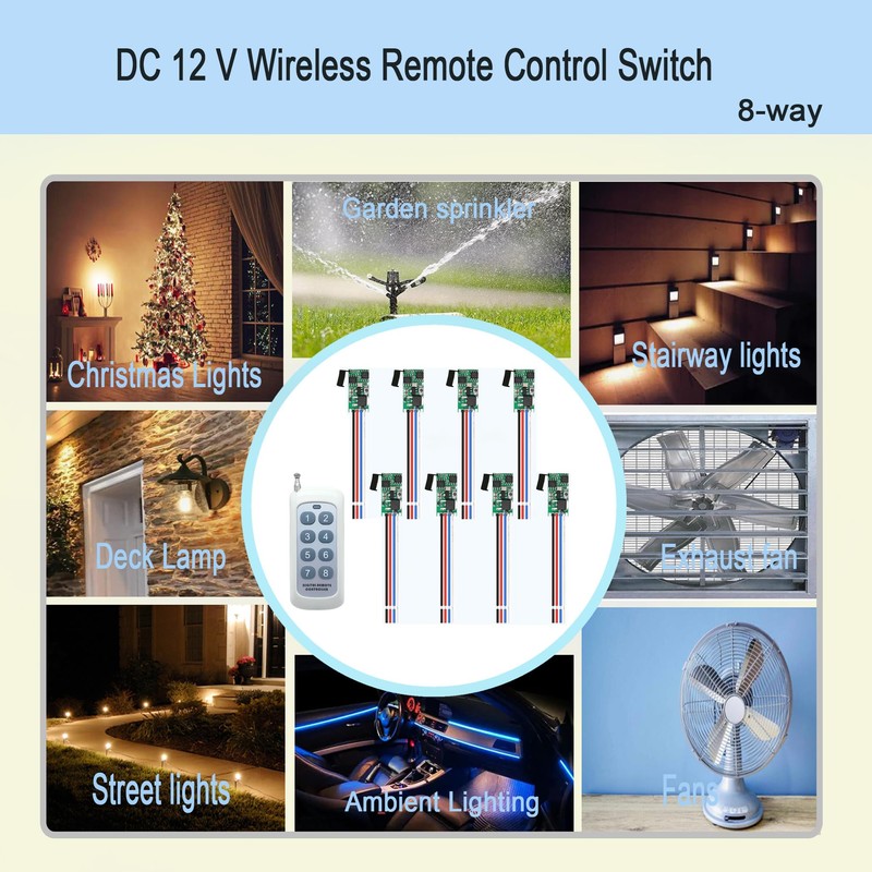 12V Mini Remote Control Switch, 8 Channel Single Channel Wireless