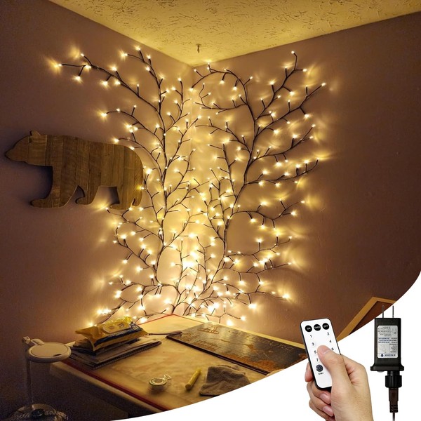 NIDISETPJAS 2Pcs Enchanted Willow Vine Lights with Remote, Christmas Swags