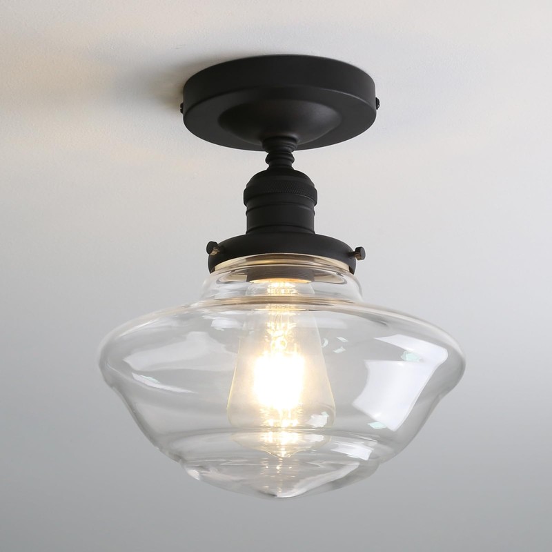 Pathson Glass Flush Mounted Ceiling Light, Vintage Farmhouse Ceiling Lamp