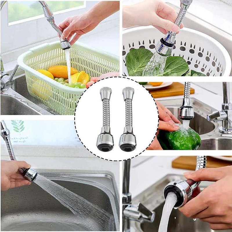 RUIENGCOMM 2Pcs Kitchen Faucet Head Adjustable 360° Rotating Tap Attachment