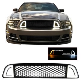 Grille Compatible With 2013-2014 Ford Mustang Non-Shelby Trims, Black Front Bumper Grill Hood Mesh by IKON MOTORSPORTS