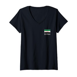 Womens SYRIA FLAG 2024 SYRIAN INDEPENDENCE REVOLUTION FLAG V-Neck T-Shirt