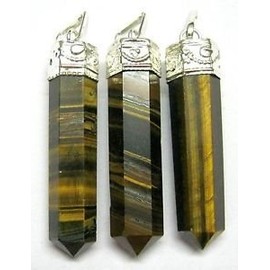 Set of Three Tigers Eye Pointer Pendants Crystal Healing Fashion Wellness Men Women Gift Protective Accessory Metaphysical Gemstone