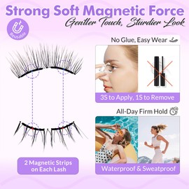 BEPHOLAN Bepholan Soft Magnetic Eyelashes, Reusable Magnetic Lashes with Applicator, Glue-free Natural Fake Lashes without Eyeliner, Easy to Wear and Remove (CS100)