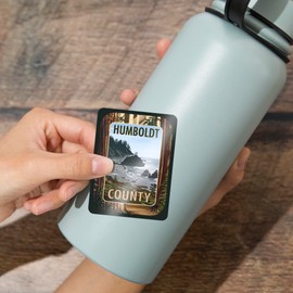 Die Cut Sticker Humboldt County, California, Redwoods, Beach Inset, Contour Vinyl Sticker 3 to 6 inches, (Waterproof Decal for Cars, Water Bottles, Laptops, Coolers), Large