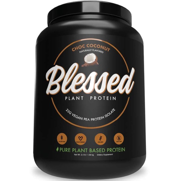 BLESSED Vegan Protein Powder - Plant Based Protein Powder Meal Replacement Protein Shake, 23g of Pea Protein Powder, Dairy Free, Gluten Free, Soy Free, No Sugar Added, 30 Servings (Chocolate Coconut)
