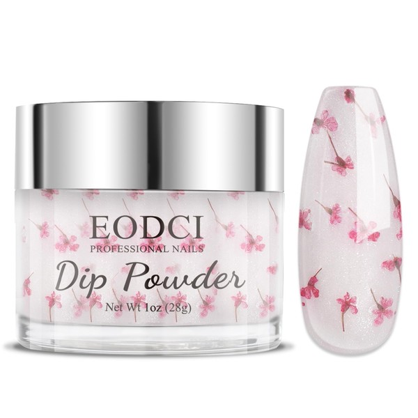 EODCI Pink Color Dip Powder Nail Transparent Crystal Dried Flower,