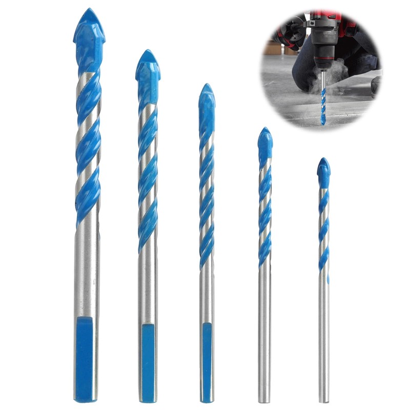5PCS Tungsten Carbide Masonry Drill Bit Set with Carbide Tips,