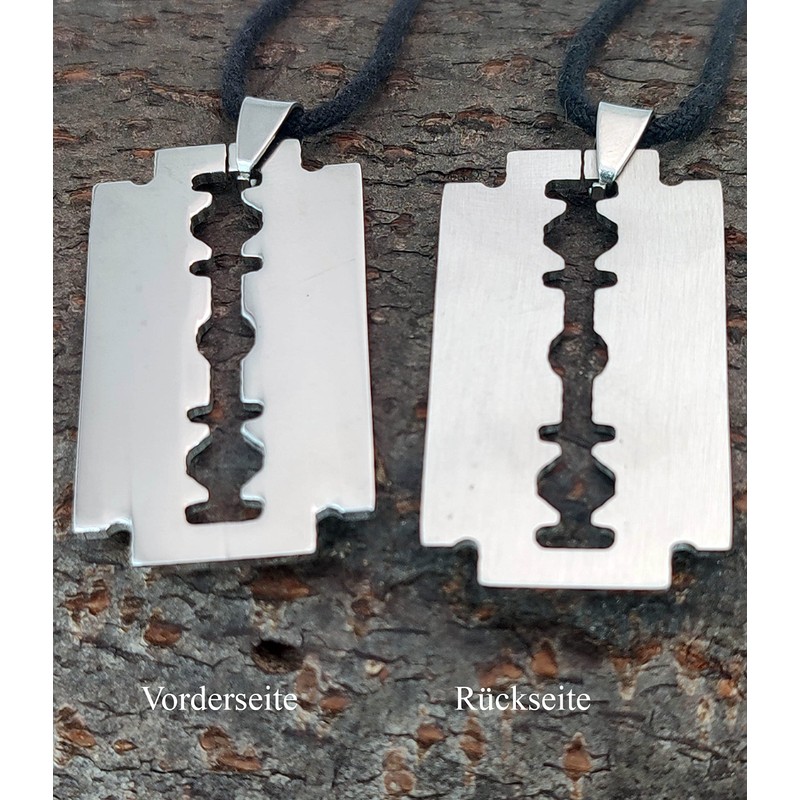 Kiss of Leather Large Razor Blade Pendant Stainless Steel No.