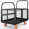 6in1 Foldable Platform Truck Cart with Cage Platform Truck,1800lbs Push