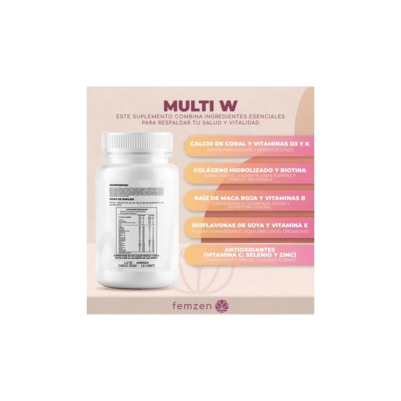 Colágeno Maca Vitaminas Para Mujer 90 Cápsulas Sin Sabor