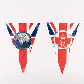 SHATCHI 20m/66ft Bunting Charles III Queen Consort Portrait 48 Triangle Union Jack Flags King's Coronation Celebration Banner Royal Family UK British Street Party Decoration, 20m