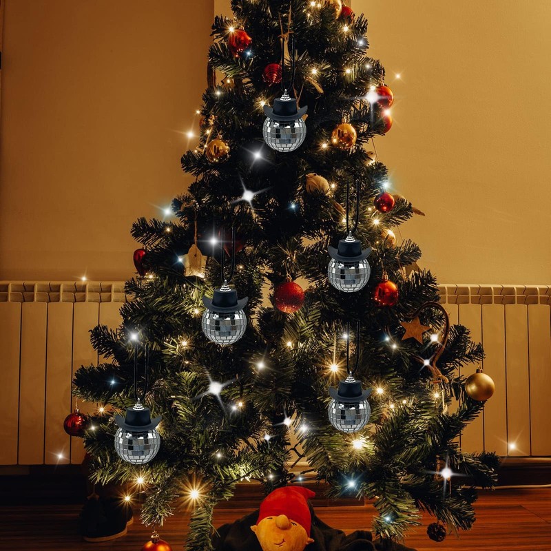 SPANSEE Black Disco Ball Cowboy Hat Car Accessory, Mirror Ornament,