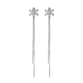 Snowflake Earrings, Women's Popular, High Quality Zirconia, Swaying, Chain Earrings, 2 Different Ways to Wear 925 Silver, Hypoallergenic, 18K Gold, Brachilla Plating, Small Face Effect, Women's