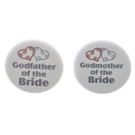 Set 2 Godmother/Godfather of the Bride Silver Heart 2.25" Bottle Openers Wedding Bridal Party