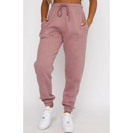 Waitfairy Womens High Waisted Sweatpants Drawstring Workout Jogger Pants Pajama Bottom Camel L