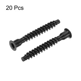 sourcing map 20Pcs M6.3x50mm Hex Socket Countersunk Head Self Tapping Connecting Screws Carbon Steel Furniture Confirmat Screw, Black