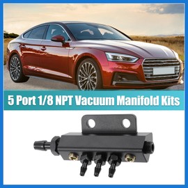VekAuto Universal Vacuum Manifold Kit 1/8" Ports 1/2" Interfaces Block Intake Manifold for Car Fuel Gas Wastegate Turbo Boost Auto Accessories