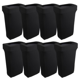 JUXYES Pack of 8 Outdoor Stretch Trash Can Covers, Black Rectangle Spandex Waste Container Cover Decorative Cover for Outside Household Kitchen Bin, Fit for 23 Gallon Bin