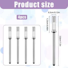 4PCS 3/32 Shank Mandrel Nail Drill Bits, Small Sanding Bands Nail Drill Bits, 3mm Mini Mandrel for Nail Sanding Bands, Stainless Steel Sanding Band Nail Drill Bit for Electric Drill File Machine