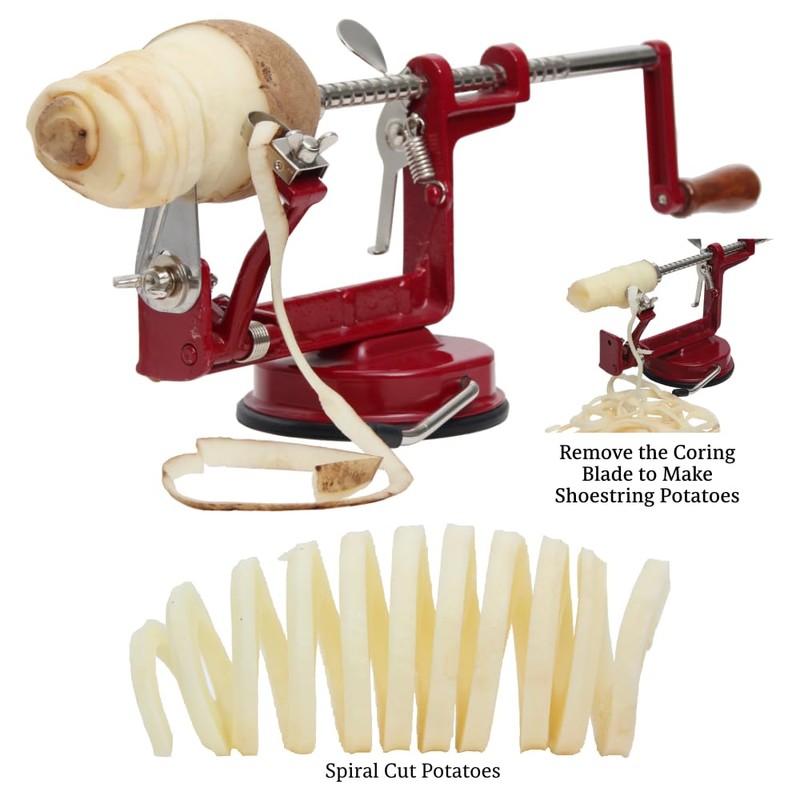 Johnny Apple Peeler, Corer, Slicer, Pie Maker, Stainless Steel Blades,