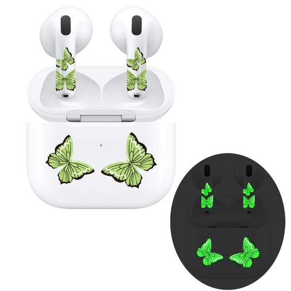 RockMax Glow-in-The-Dark AirPod 4 Skin, Custom Butterfly Wrap Sticker for