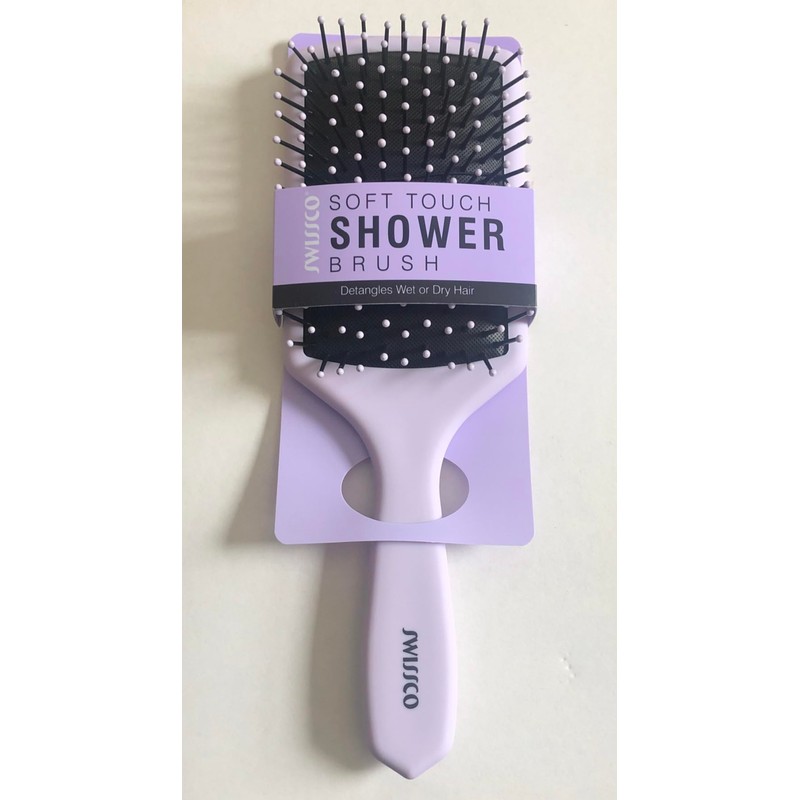 Swissco Soft Touch Paddle Shower Hair Brush (Light Purple)