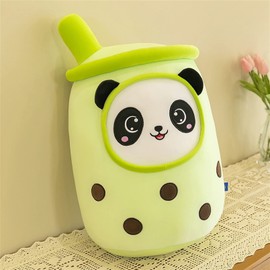 SWECOMZE Panda Bubble Tea Stuffed Toy Plush Toy Plush Cushion Animal Tea Cup Cushion Cute Soft Cuddly Toy Plush Toy (Green, 23 cm)