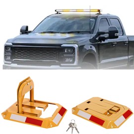 Foldable Parking Barrier, Folding Orange Steel Car Parking Lock, Manual Lockable Parking Space Block with 3 Keys, Private Parking Space Lock for Shopping Malls Hotels Office Airports