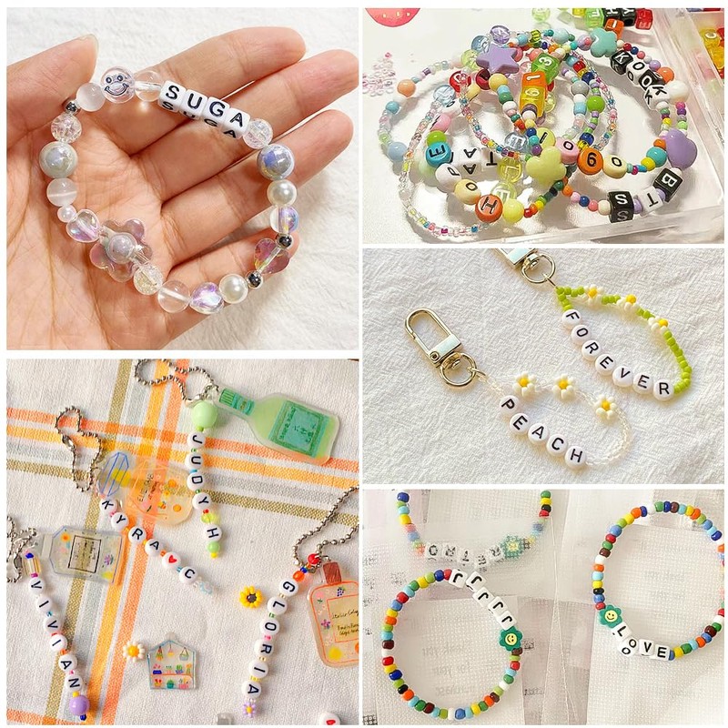 Round Letter Beads 4x7mm Acrylic Alphabet Beads Q for Bracelets