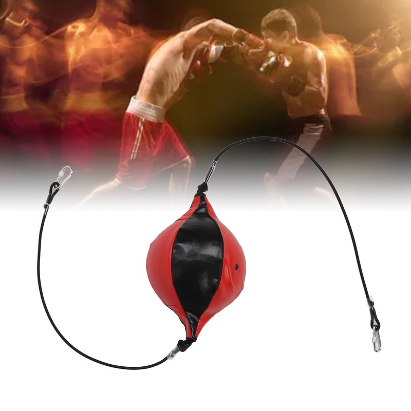 Double End Punching Ball with Adjustable Cord Inflator PU Leather