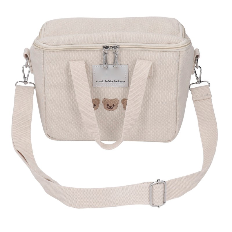 Diaper Shoulder Bag Oxford Cloth Large Capacity Embroidery Bear Pattern