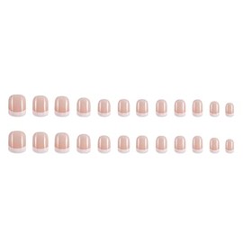 Hkanlre Uñas Francesas Cortas Cuadradas Acrílicas Clásicas Para Mujeres Y Niñas(24 Unidades) Desnudo